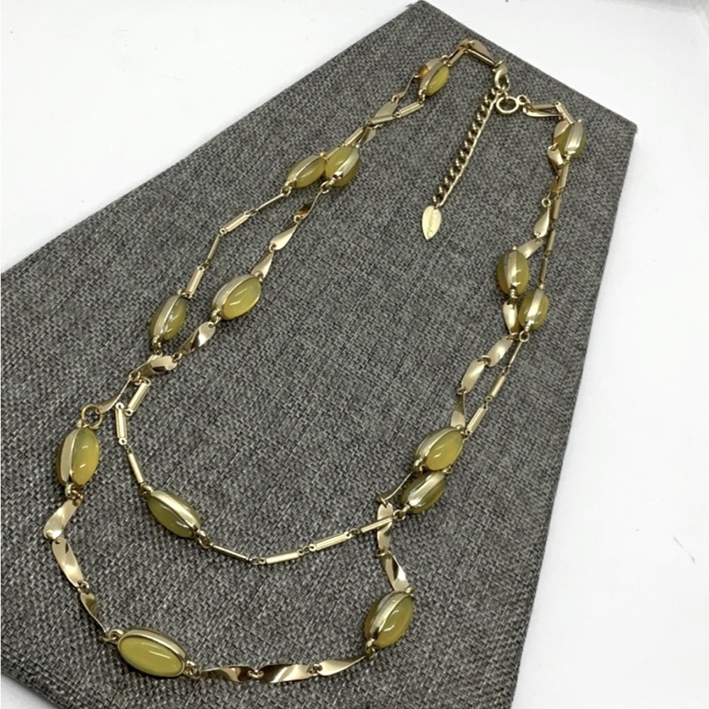 πΈ3/$25 Coldwater Creek Double Strand Layered Citrine Cabochon Gold Necklace - Picture 2 of 13